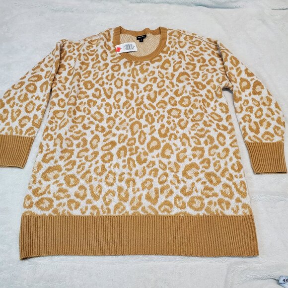 NWT Torrid Tan Cream Popcorn‎ Leopard Print Casual Preppy Long Sweater Women 2x - Picture 1 of 7